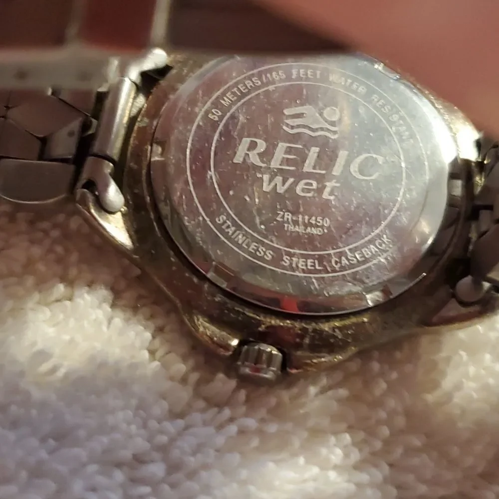 RELIC Wet ZR11450 Silver 40mm Analog Men's Watch ZR 11450 New Battery Wristwatch